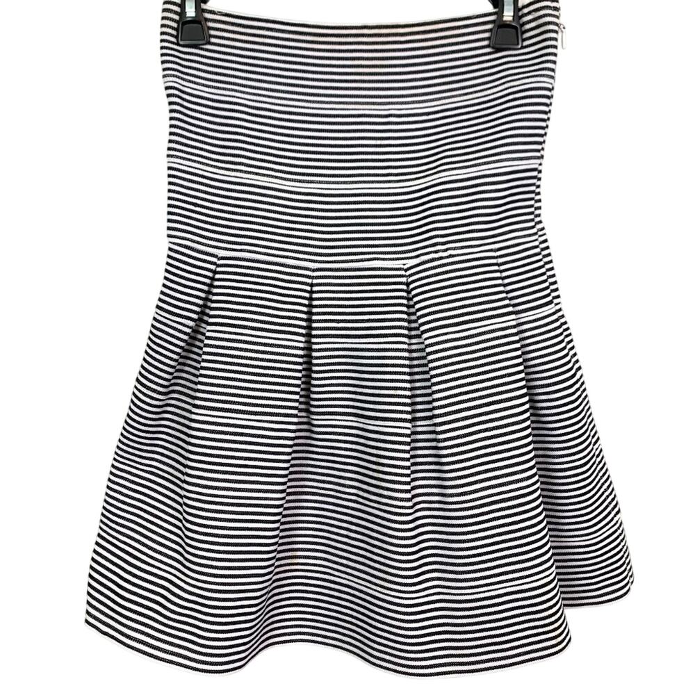 TOBI Black White Fit Flare Stretch Striped Skirt S